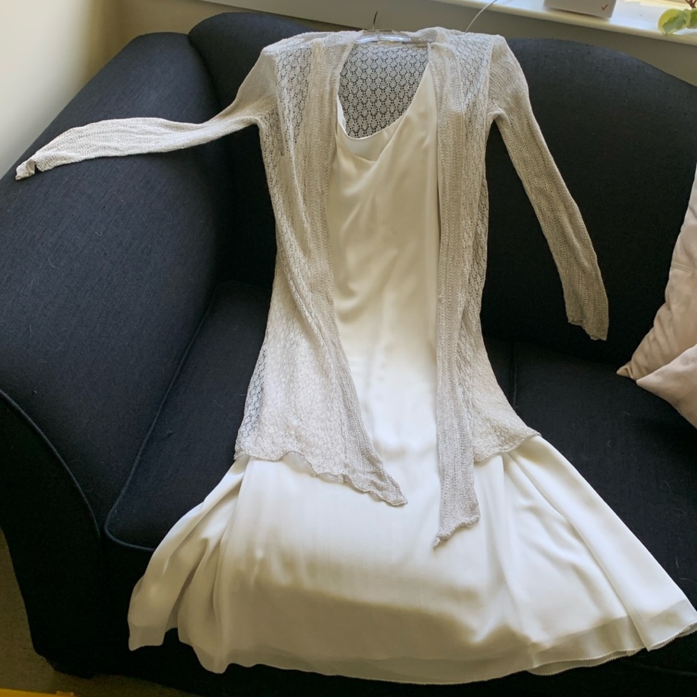 Beautiful Eileen Fisher dress and coverlet.